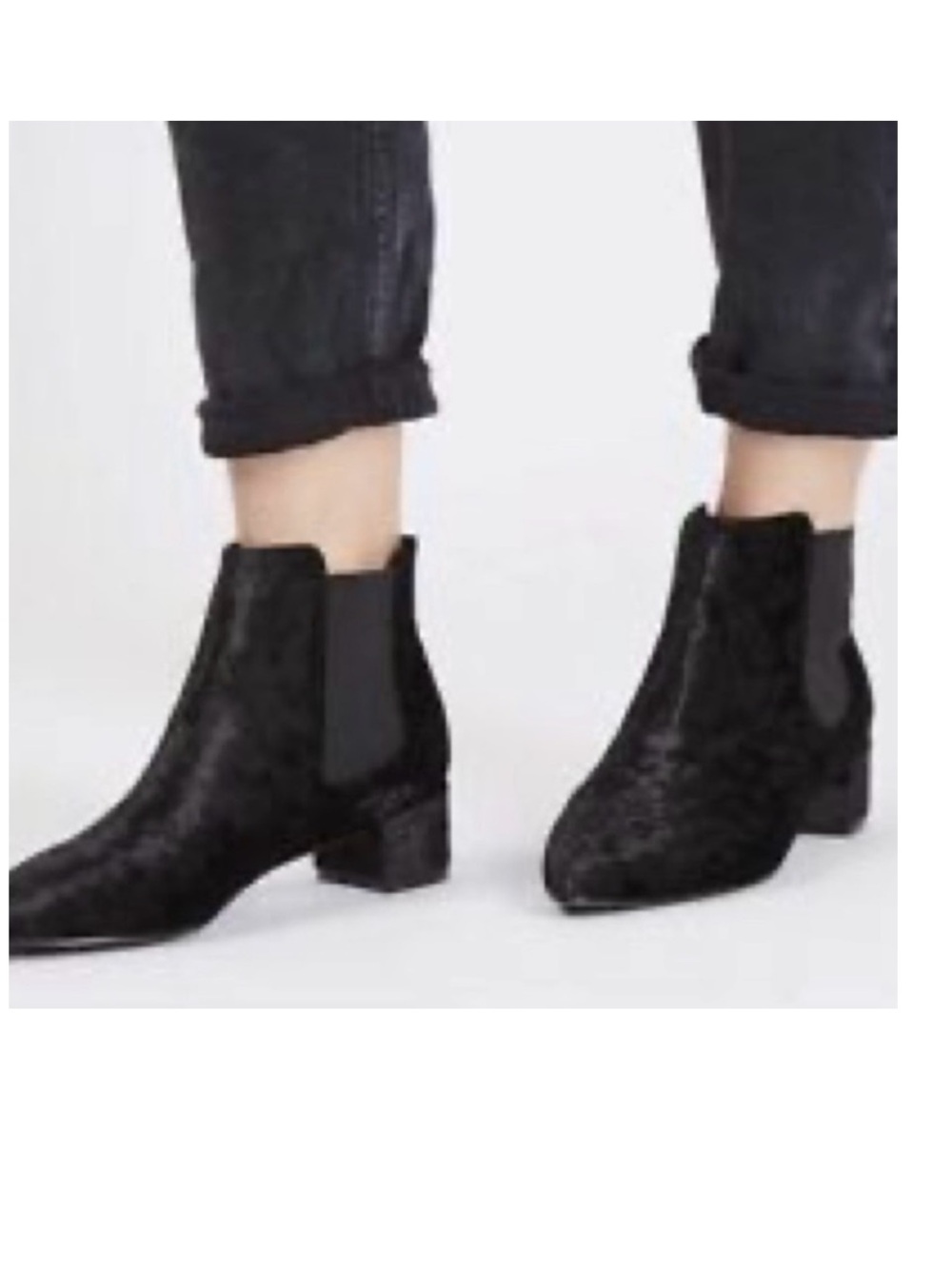Topshop Black Crushed Velvet Chelsea Boots Ankle Boots